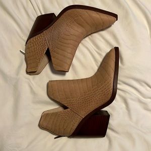 Vince Camuto BC-Gigietta leather ankle boots embossed snakeskin